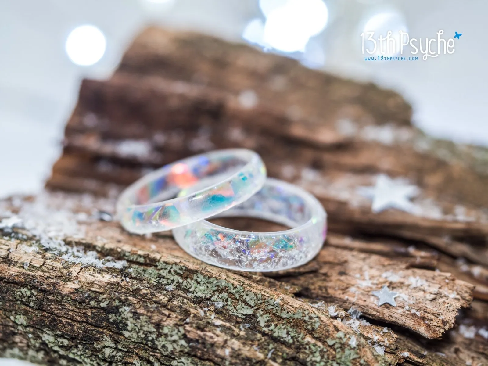 Winter inspired frost resin ring, snow ring