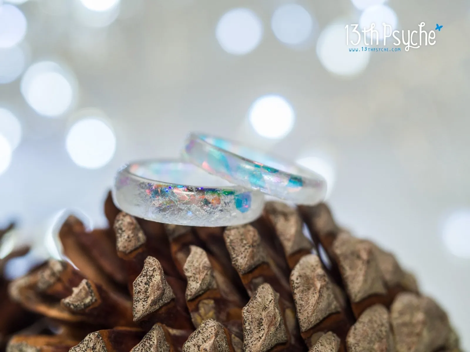 Winter inspired frost resin ring, snow ring