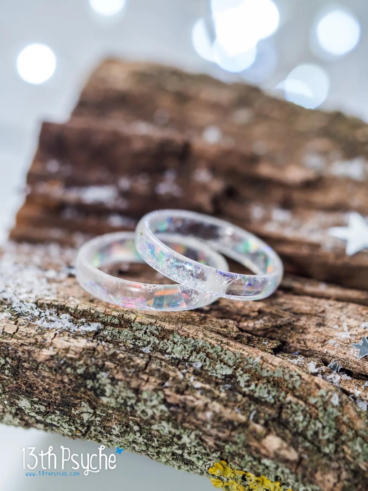 Winter inspired frost resin ring, snow ring