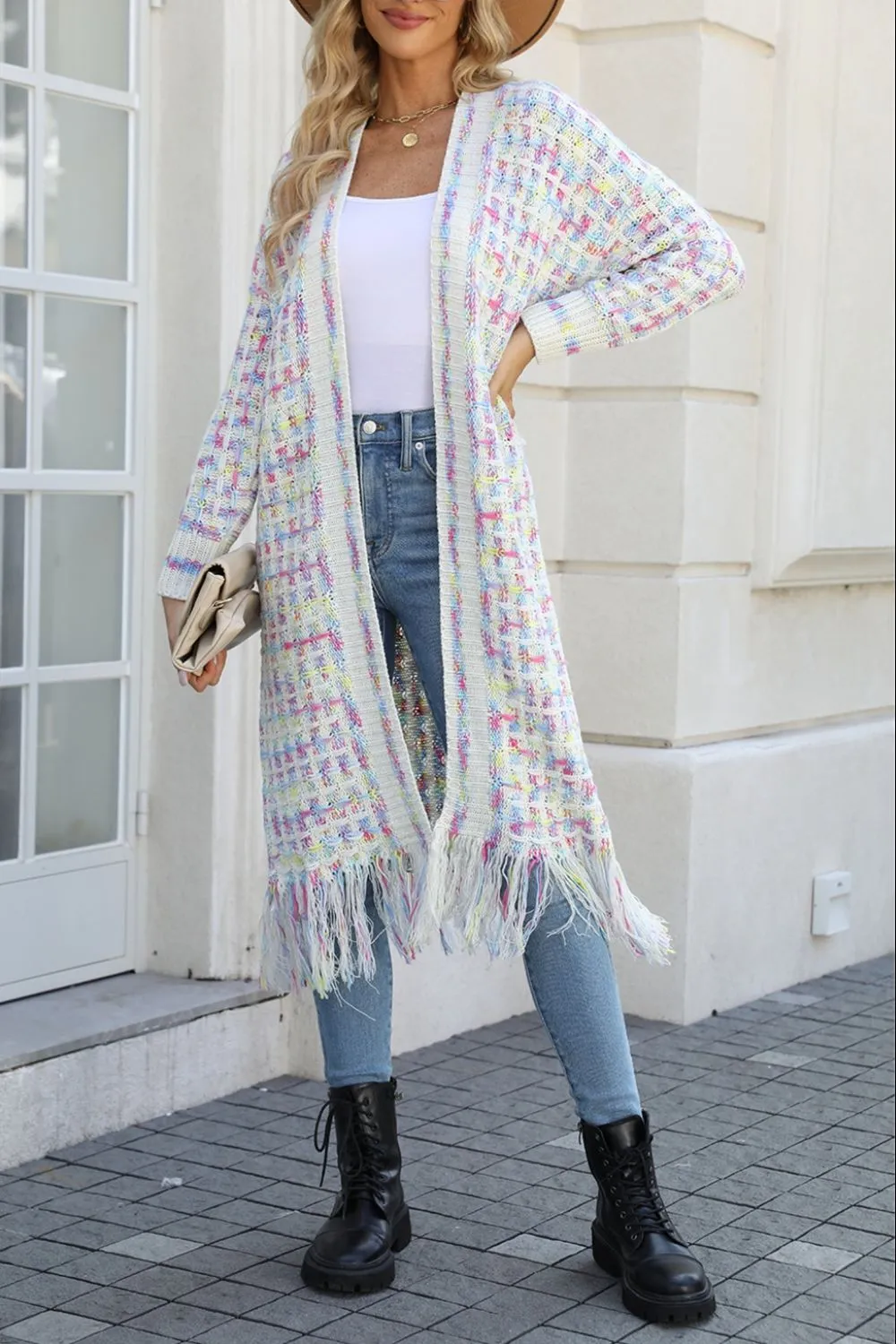 Wishing For Rainbows Fringe Hem Cardigan