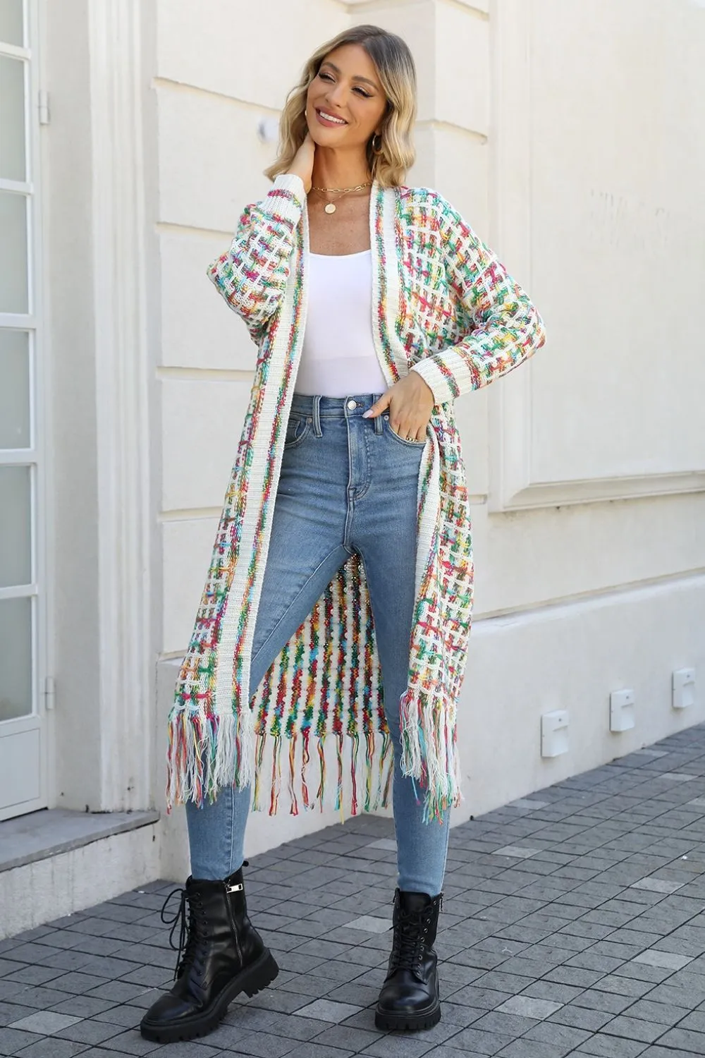 Wishing For Rainbows Fringe Hem Cardigan