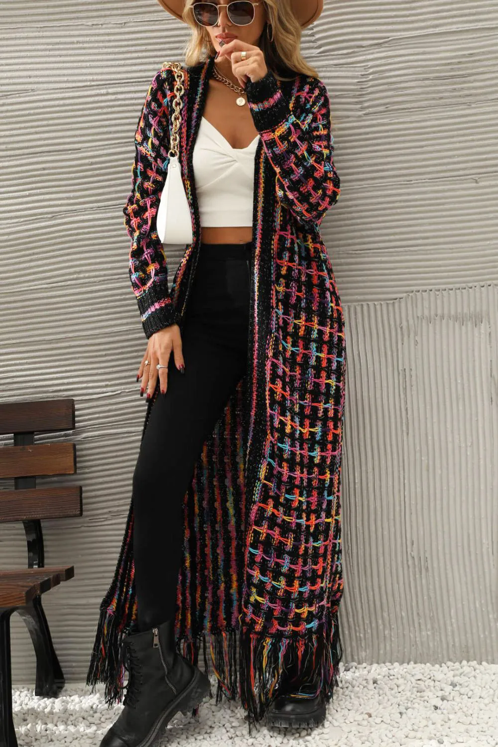 Wishing For Rainbows Fringe Hem Cardigan