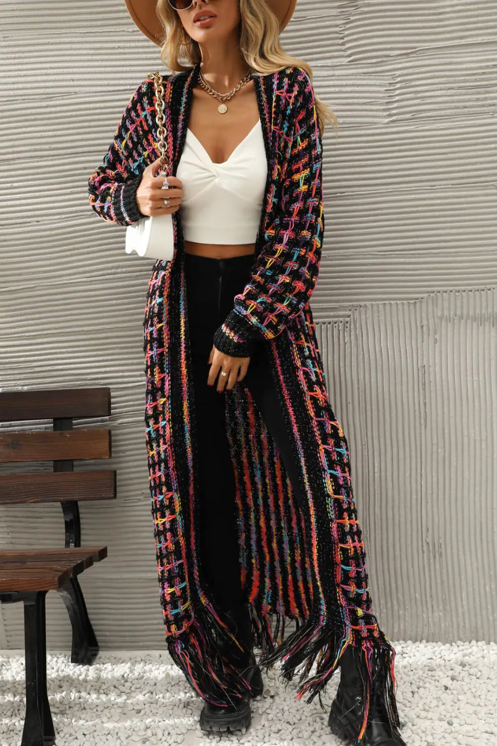 Wishing For Rainbows Fringe Hem Cardigan