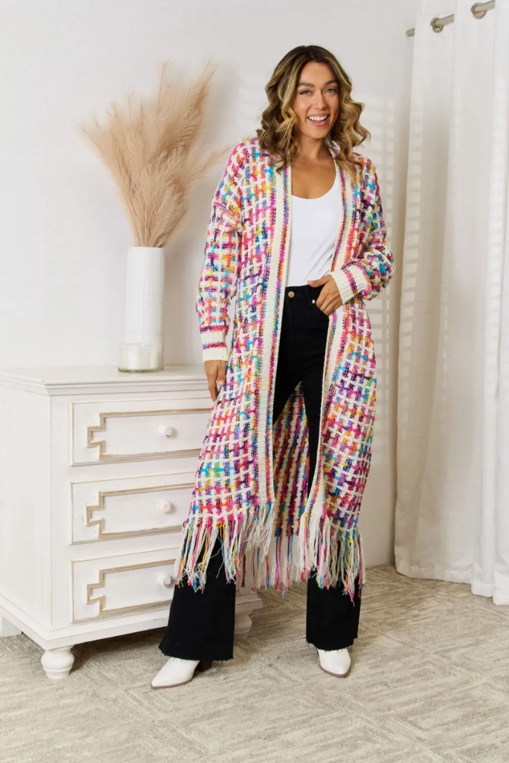 Wishing For Rainbows Fringe Hem Cardigan