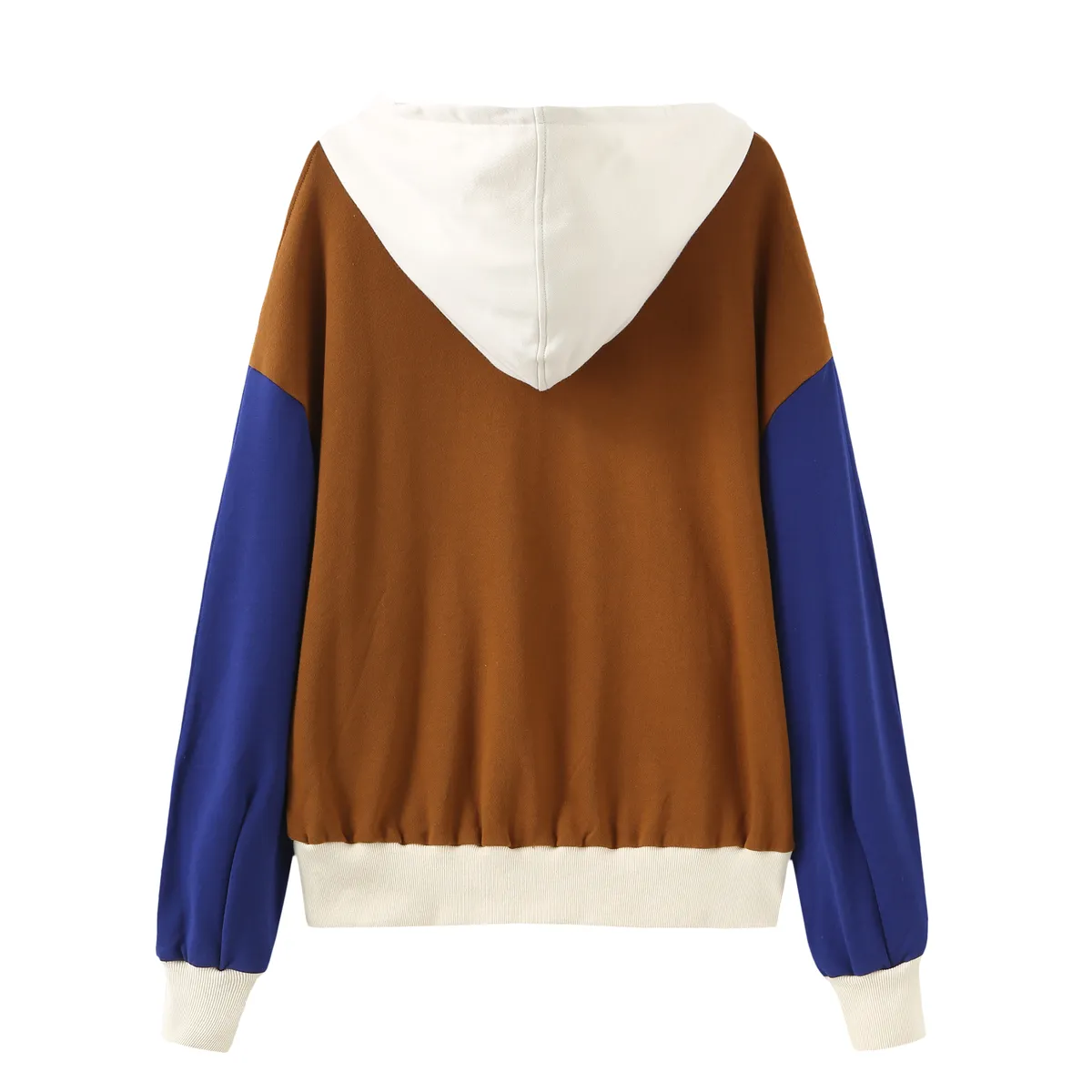 Witty Colour-block Hoodies - Brown