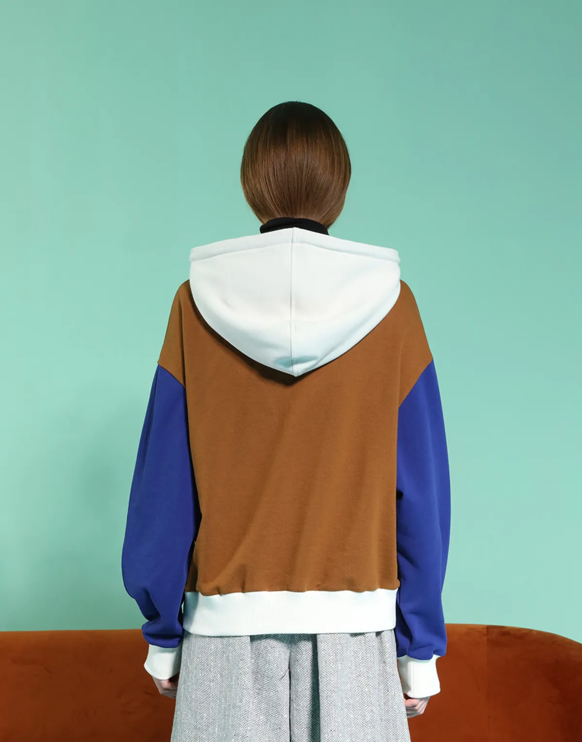 Witty Colour-block Hoodies - Brown