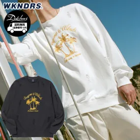 WKNDRS  |Crew Neck Unisex Street Style Long Sleeves Cotton Logo