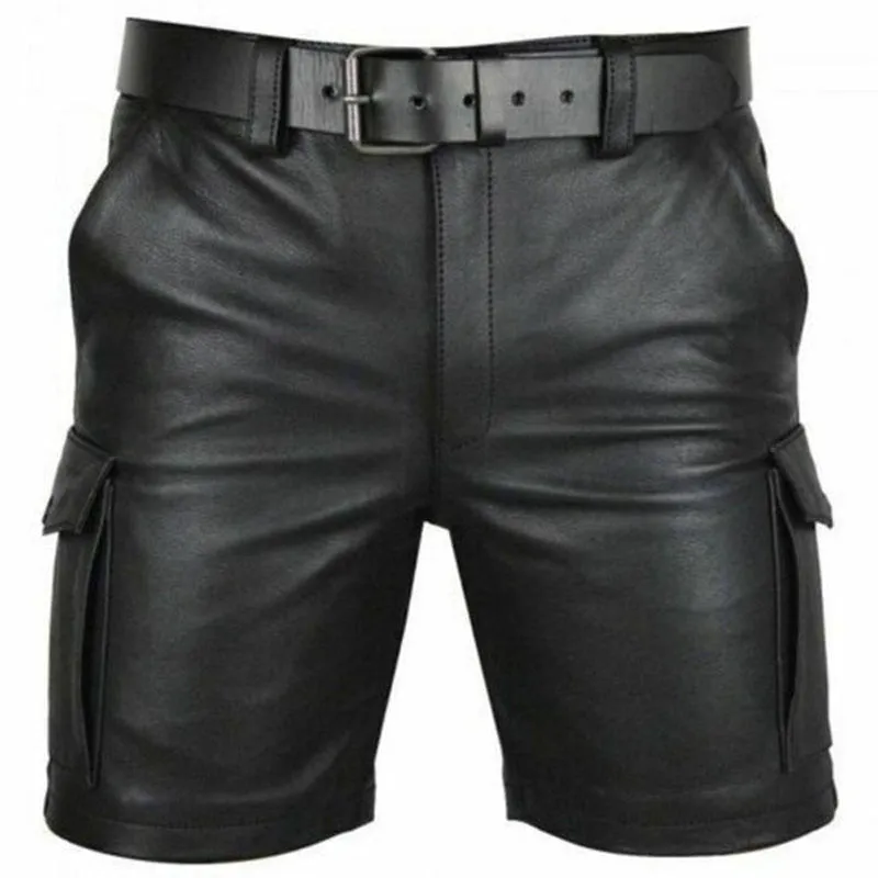 Xituodai Brand Summer Men Leather Shorts Elastic Outerwear Short Pants Male Fashion PU Faux Leather Shorts